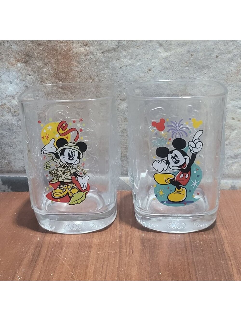 Vintage McDonalds 2000 Walt Disney World Celebration Mickey Mouse Glasses Set of